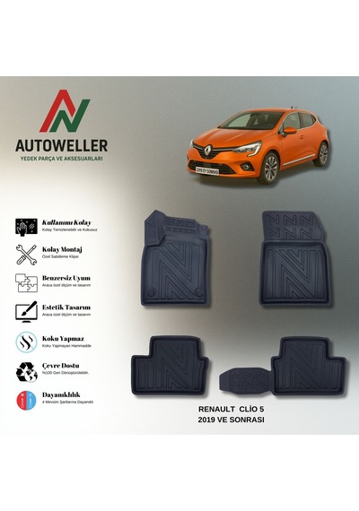 Renaut Clio 5 2019 Sonrası Uyumlu Havuzlu Oto Paspas