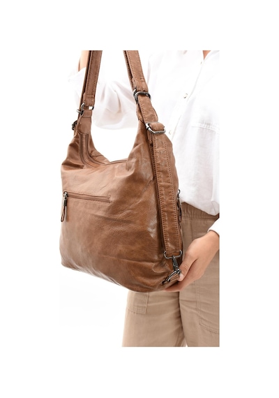 571 Collections Suni Deri Yumuşak Dokumalı Sırt Omuz Çantası Taba Model: 571-11-13b - Taba