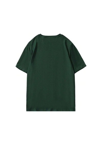 T-shirt - Beach Baskılı Oversize Bisiklet Yaka Kısa Kol Tişört Yeşil