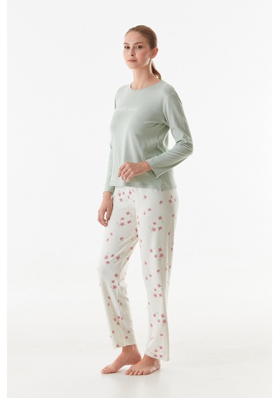 Fullamoda Yazı Baskılı Bisiklet Yaka 2 Li Pijama Takımı 24mıcg631216548-su Yeşili Su Yeşili Fullamoda Yazı Baskılı Bisiklet Yaka 2 Li Pijama Takımı 24mıcg631216548-su Yeşili Su Yeşili