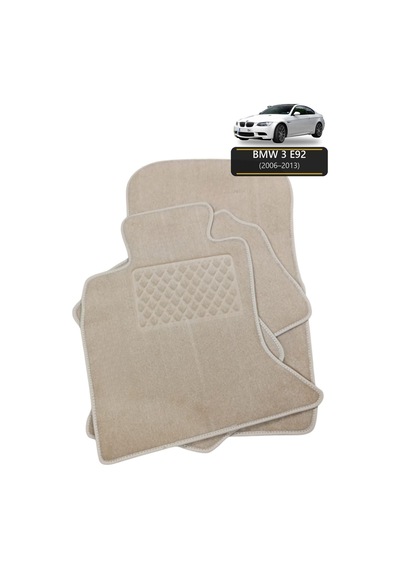 Oto Halı Paspas Seti Bmw 3 E92 2006 2013 Uyumlu Sport Kaymaz & Şık Tasarım - Bej Logosuz