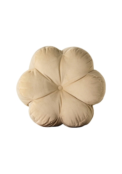 Papatya Bloom Dekoratif Kadife Kırlent- Bej - 40x40 Cm Bej