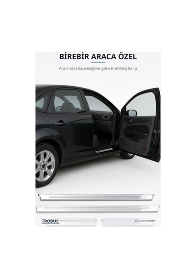 Ford Focus 2 2005-2011 Uyumlu Krom Kapı Eşiği 4 Parça Paslanmaz Çelik