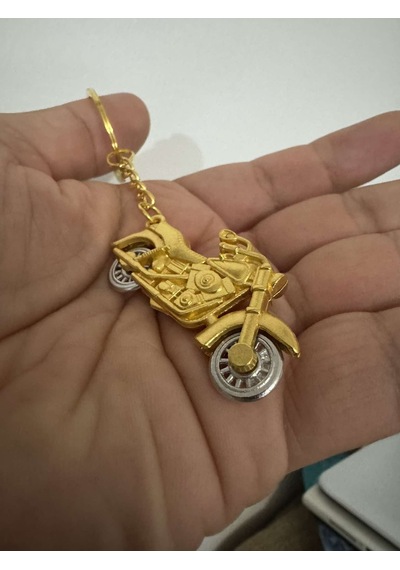 Herşey Nota Harley Motorsiklet Gold 3 Boyutlu Tekerlekleri Dönen Anahtarlık
