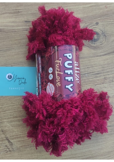 1 Adet Puffy Furlove 107 Elle Örülen Sevgililer Günü Kalpli Yastık Bebek Battaniyesi Örgü Ipi