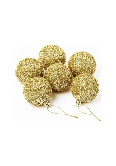 Beysüs Yılbaşı Çam Ağacı Süsü Parlak Gold Simli Cici Top 7cm 6lı Diğer