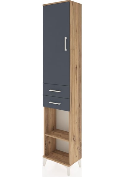 Arges Dolap 3 Raflı 2 Çekmeceli Tek Askılı 44x30x221 Çam-antrasit Atlas Çam
