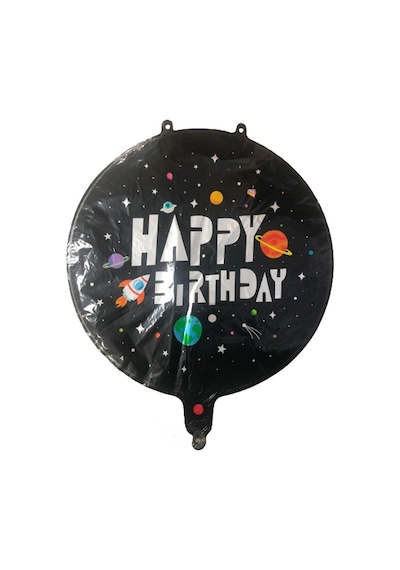 Folyoo Balon Happy Birthday Astranot Siyah 18" Dü 12.5