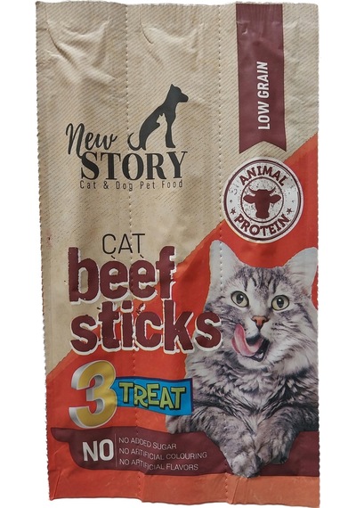 New Story Cat Beef Sticks Dana Etli Kedi Ödül Çubukları 3 x 5 G