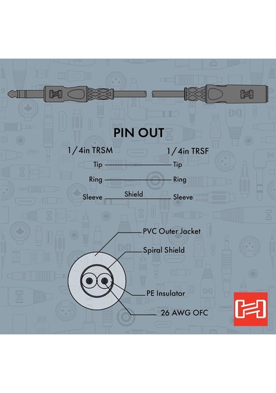 1/4 İnç Trs F - 1/4 İnç Trs M Kulaklık Uzatma Kablosu 7.5 M Hpe-325 Diger