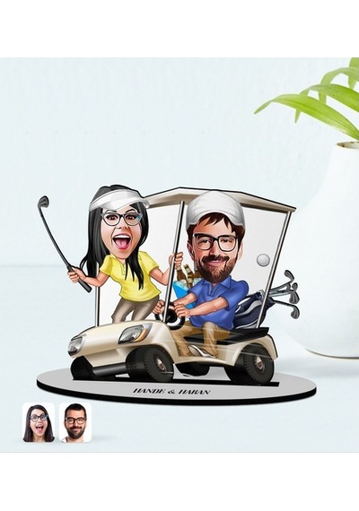 Kişiye Özel Isimli Sevgililer Karikatürlü Ahşap Biblo Model-96
