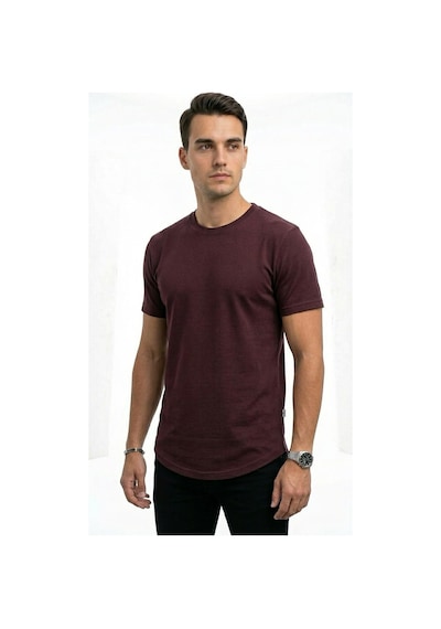 Plus Scorpion Erkek Slim Fit Basic Tişört Esnek, Terletmeyen Pike Dokulu Kumaş Kahverengi
