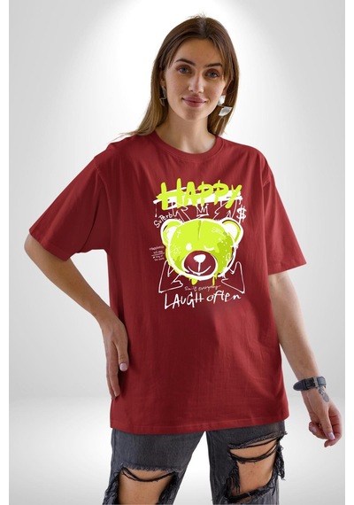 Sık Sık Mutlu Gülmek Teddy Bear Pamuklu Bisiklet Yaka Unisex Oversize Boyfriend Dijital Baskılı Kırmızı T-shirt Kırmızı Sık Sık Mutlu Gülmek Teddy Bear Pamuklu Bisiklet Yaka Unisex Oversize Boyfriend Dijital Baskılı Kırmızı T-shirt Kırmızı