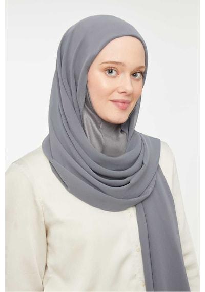 Melodi Scarf Kadın Tesettür Hijab Boneli Şifon Şal Koyu Gri Koyu Gri