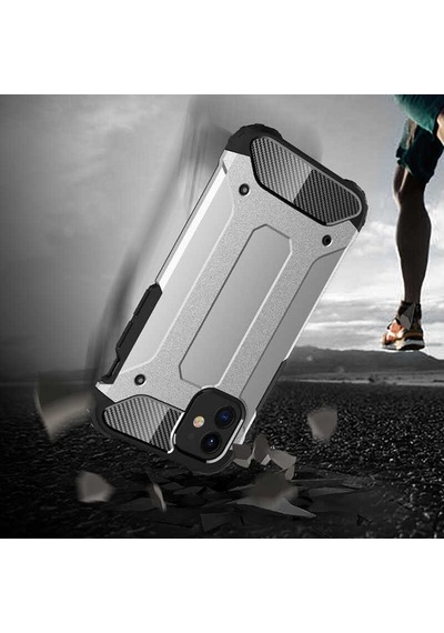 Noktaks - Apple Uyumlu iPhone   12 - Kılıf   Çift Katman Zırh Tank Crash Military Kapak - Gri