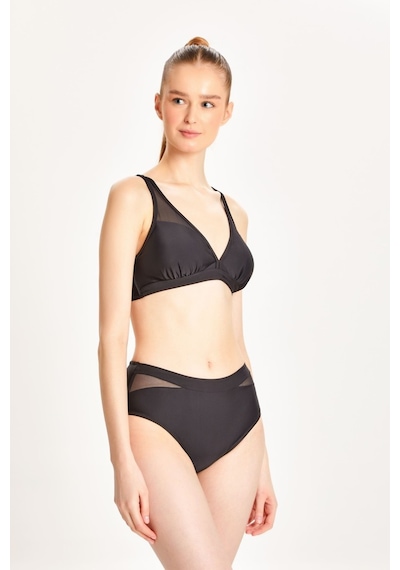 Too Salty Swimwear Kadın Tül Detaylı Toparlayıcı Yüksek Bel Bikini Takımı 24s100st Siyah