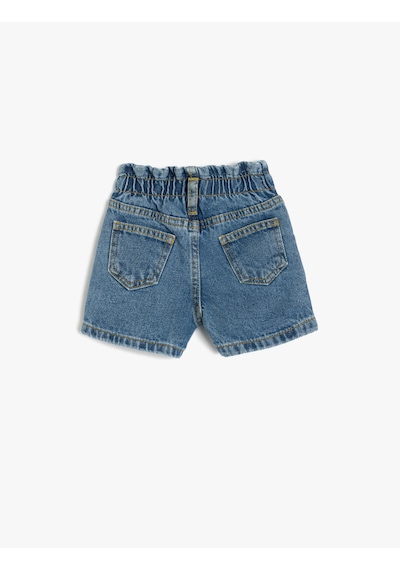 Koton Pamuklu Cep Detaylı Beli Lastikli Denim Şort Orta İndigo 5smg40006ad Indigo