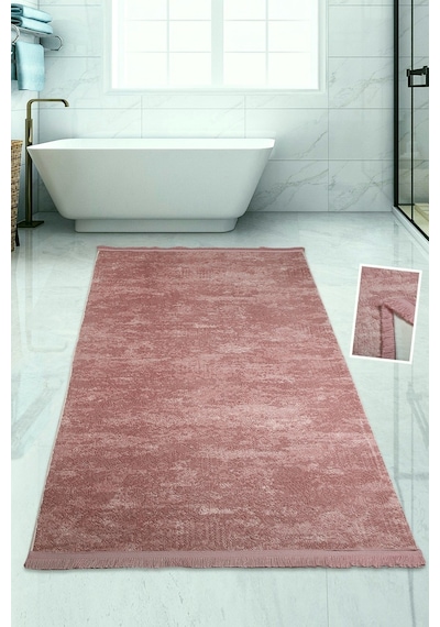 Nova Pembe 80x150 Cm Büyük Ebat Banyo Paspası Spor Saçaklı Kaymaz Pembe