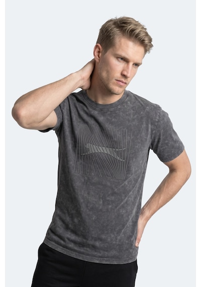 Slazenger Zaır Erkek Baskılı Gri Tişört