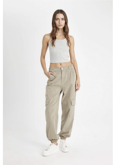 DeFacto Coool Gabardin Jogger Pantolon Normal Bel Basic Düz Kargo Cepli B0454AX24AUKH419