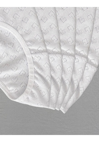 Alya Underwear Kız Çocuk - Garson %100 Pamuklu Slip Külot - Kalp Desenli Jakar İşlemeli Beyaz