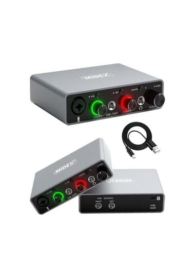 Glx-700gr Üst Segment Usb Stüdyo Ses Kartı 2 Giriş 2 Çıkış 24bit/192khz