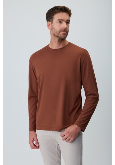Morven Erkek Kiremit Bisiklet Yaka Rayon Sweatshirt 27ks063001460 Kiremit