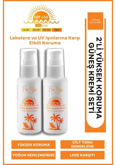 Leke Karşıtı, Yüksek Korumalı Spf50+ Faktörlü 100 Ml Güneş Kremi 2 Adet