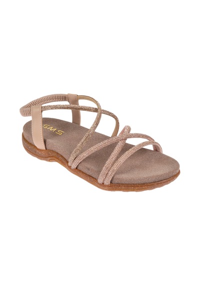 Sms Taşlı Comfort Kadın Sandalet Sms-2546 Nut Taşlı Ten
