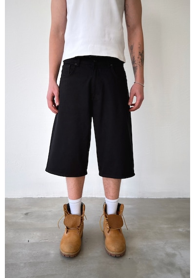 Flaw Baggy Kot Şort-29224 Siyah