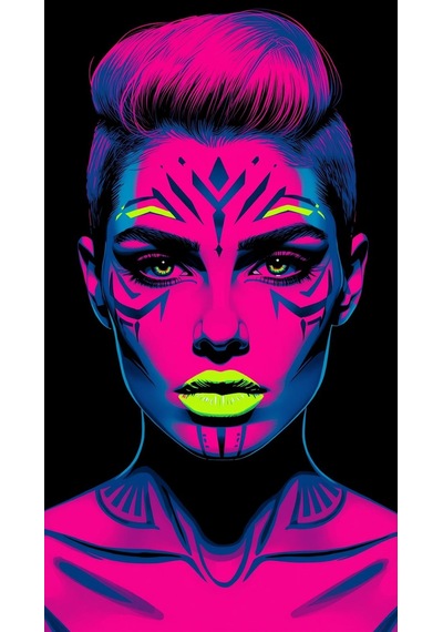 Neon Yüzler Pop Art Kadın Portre Serisi 27 Canlı Renkler Ve Asi Duruş