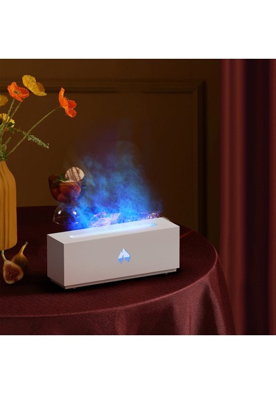 Robeve Şömine Görünümlü Aroma Difüzör Ve Hava Nemlendirici Alev Efektli Led Işıklı, Sessiz Çalışan Ultrasonik Buhar Makinesi, Aromaterapi Ve Dekoratif Ortam Aydınlatması Siyah