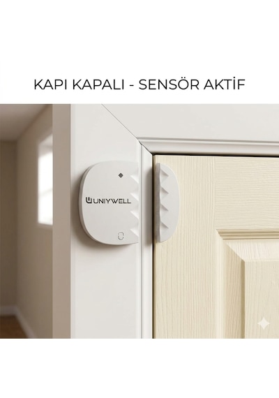 Uniywell Kablosuz Akıllı Kapı Ve Pencere Sensörü - Tuya & Smart Life Uyumlu, Manyetik Kontak Güvenlik Sensörü Beyaz