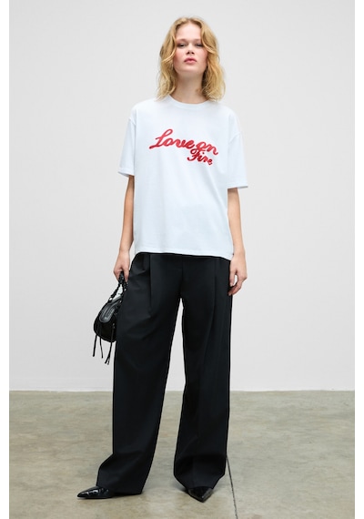 Grımelange LUSUTA Kadın Yumuşak Ve Esnek Kumaşlı Baskı Detaylı Bisiklet Yakalı Beyaz T-Shirt Grımelange LUSUTA Kadın Yumuşak Ve Esnek Kumaşlı Baskı Detaylı Bisiklet Yakalı Beyaz T-Shirt