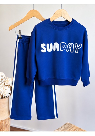 Elzo Collection Erkek Çocuk Sunday Üst Baskılı 3 İplik Kumaş Pamuklu Alt Üst Takım Lacivert - Beyaz Elzo Collection Erkek Çocuk Sunday Üst Baskılı 3 İplik Kumaş Pamuklu Alt Üst Takım Lacivert - Beyaz
