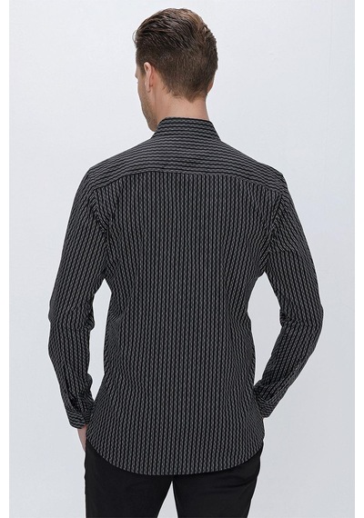 Efor G 1519 Slim Fit Siyah Spor Gömlek Siyah