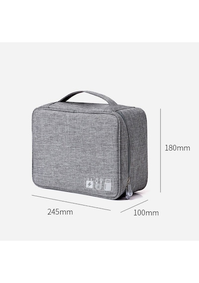 Aksesuar Kablo Çantası Powerbank Saklama Taşıma Organizer Çantası Gri