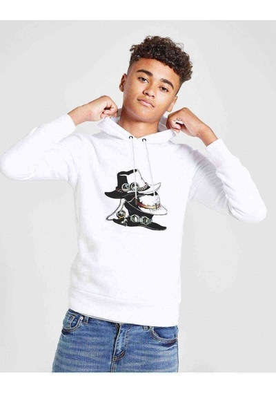 Tshirthane Anime One Piece Baskılı Unisex Çocuk Kapüşonlu Beyaz Sweatshirt (528982153)