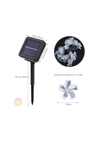 Technosmart 50 Ledli 8 Modlu Solar Çiçekli Beyaz Işık Bayçe Aydın