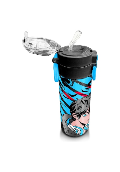 Coral High Kids Siyah Mavi Anime Desenli Pipetli Ve Direkt İçim Çelik Termos 500 Ml 31840 Mavi - Siyah