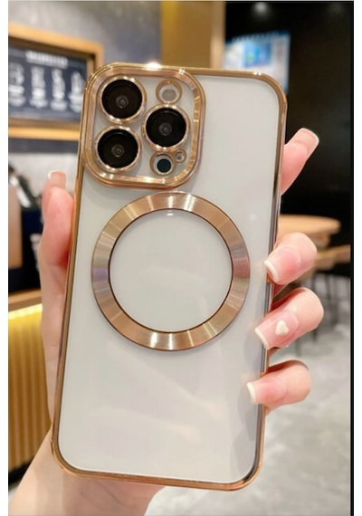 iPhone Uyumlu 11 Promax Logo Açık Kamera Lens Korumalı Arkası Şeffaf Yumuşak Silikon Kapak Telefon Kılıfı Gold