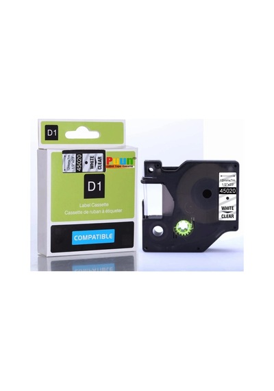Dymo D1 45020 S0720600 12mm X 7 Mt. Uyumlu Şeffaf Etikete Beyaz Yazı Şerit Etiketi Labelmanager 100+,120p,150,160,200,210d,220p,280p,300,350,360d,400,420p,450d,500ts,pc,pcıı,pnp,pnp Wireless