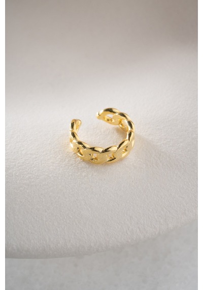 925 Ayar Gümüş Gold Kaplama Gurmet Model Kıkırdak Küpe Altın