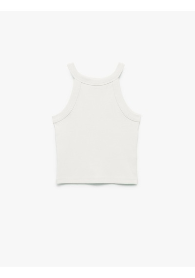 Koton Pamuklu Kolsuz Halter Yaka Slim Fit Crop Atlet Ekru 5skg30025ak Ekru