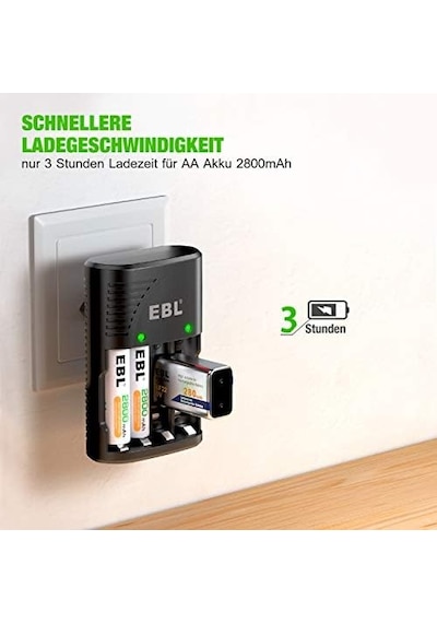 Ebl Nı-mh Aa/aaa Ve 9v Piller İçin Hızlı Şarj Cihazı - 4 Yönlü Led Ekranlı Şarj Cihazı 6802