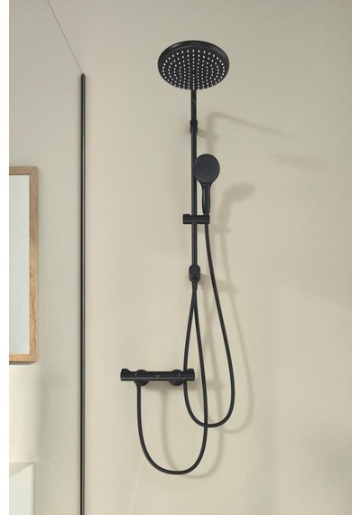 Grohe Tempesta System 250 Duvara Monte Duş Sistemi, Yön Değiştiricili, Mat Siyah - 269802431 Siyah