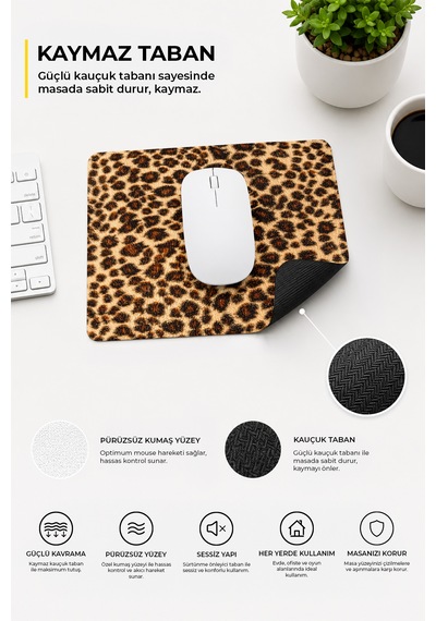 Leopar Desenli Renkli Ergonomik Mouse Pad Kaymaz Taban Ev Ve Ofis Kullanımı Fare Altlığı Mousepad 230x190x2mm