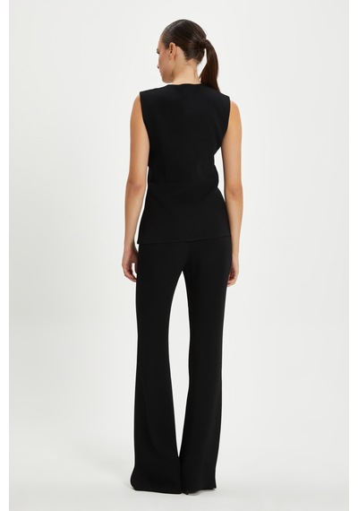 Serpil Exclusive Kadın Minimalist Kolsuz Yelek - Siyah