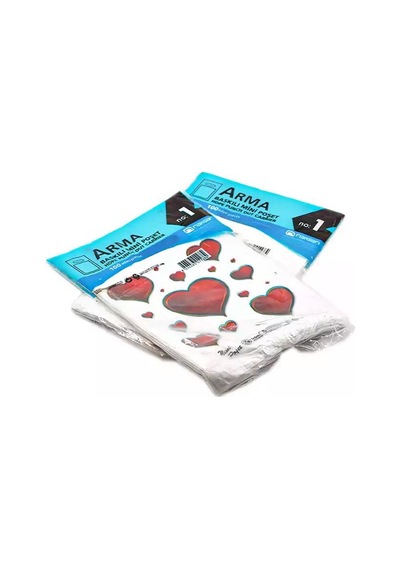 Arma Baskılı Mini Blok Poşet Torba - No : 1 - 22x35 Cm. - Beyaz - 100 Adetlik 10 Paket