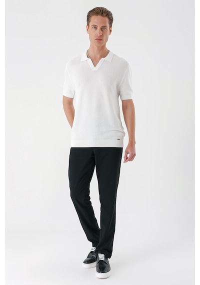 Efor Slim Fit Polo Yaka Kısa Kol %100 Pamuk Beyaz Triko Tr 868 Beyaz